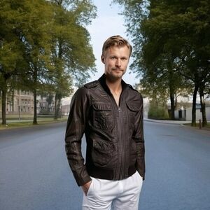 Springfield UP Men's Black Zip Front Blazer Jacket S Windbreaker VG